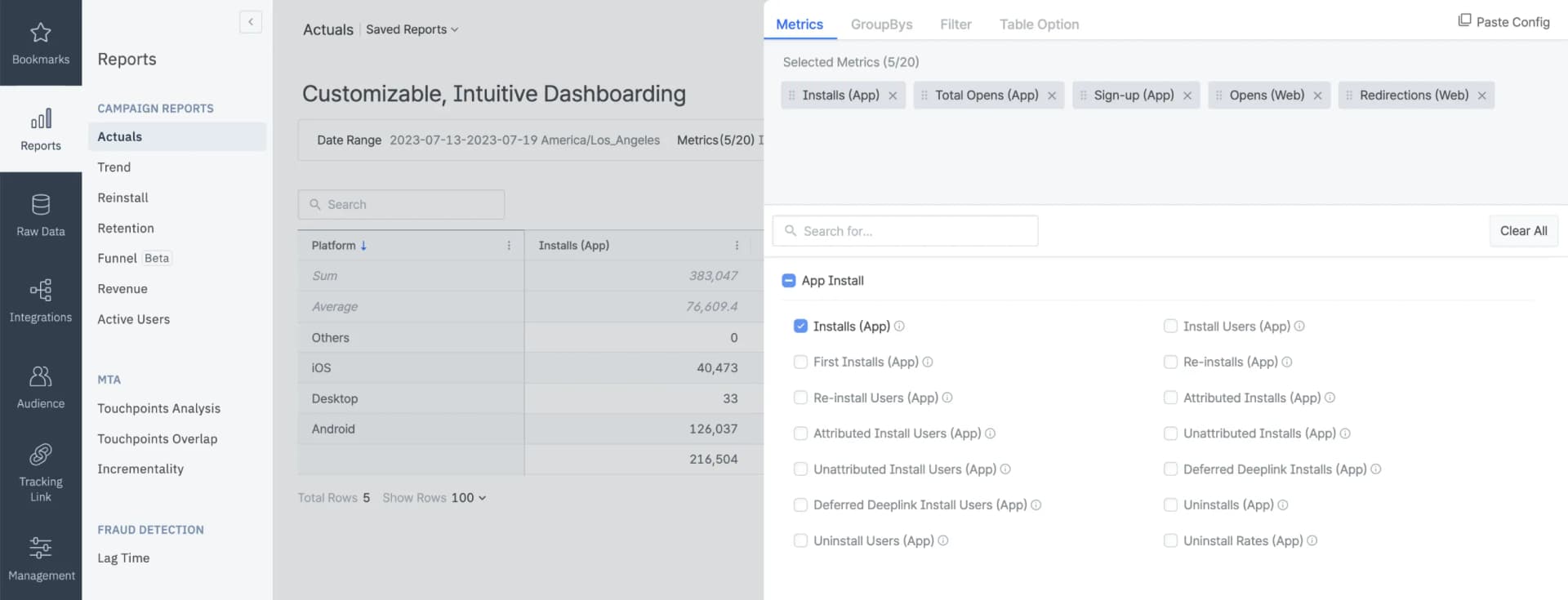 Airbridge Web + App Attribution Dashboard